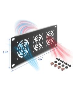 Delock 10” kryt racku na 3 ventilátory, 60 x 60 mm, 2U, tmavě šedá