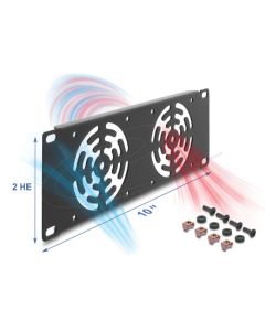 Delock 10” kryt racku na 2 ventilátory, 80 x 80 mm, 2U, tmavě šedá