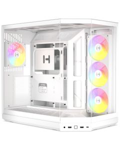 HYTE skříň Y50 ARGB Snow White / panoramatické sklo / dvě komory / 4x ARGB fan / bez zdroje / 1x USB-C / 2x USB-A