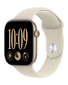 Apple Watch Series 12 Cellular 46mm světle zlatý hliník s pískovým sportovním řemínkem - S/M