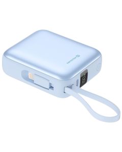 Swissten Power Bank Space 10000 mAh S Integrovanými Kabely USB-C A Lightning Modrá