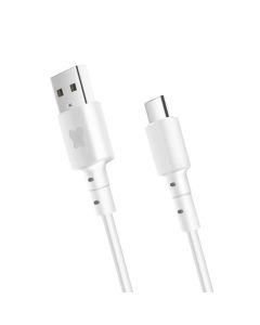 Datový a nabíjecí kabel Bonbon s konektory USB/USB-C, 1 metr, bílý