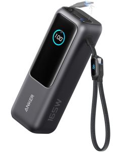 Anker Powerbanka/ 25000mAh/ 165W/ integrovaný USB-C a zasouvací kabel/ černá