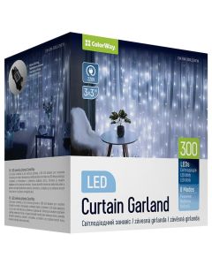 COLORWAY LED girlanda/ vnitřní / 300 LED / délka 3 x 3m / studená bílá/ AC 220V