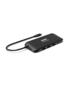 PORT CONNECT Dokovací stanice 8v1 DUAL SCREEN,2xFullHD nebo 1x4K, HDMI, VGA, 3xUSB-A, RJ-45, TF, SD