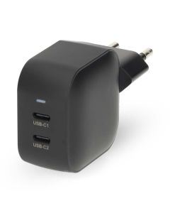 NEDIS síťová nabíječka/ 45 W/ PD 3.0/ rychlé nabíjení/ 2.25 / 3.0 A/ 2x USB-C/ černá