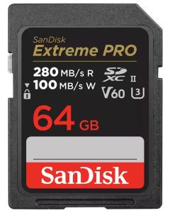 SanDisk Extreme PRO 64GB V60 UHS-II SD cards / R:280/ W:100MB/s