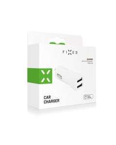 Autonabíječka FIXED s 2xUSB výstupem, 15W Smart Rapid Charge, bílá