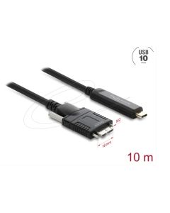 Delock Aktivní optický kabel USB 10 Gbps USB Type-C™ samec > USB 10 Gbps Typ Micro-B samec se šroubky 10 m