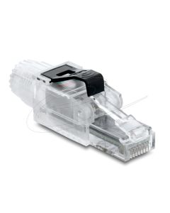 Delock Zástrčka RJ45 pro montáž v terénu, Cat.6A, nestíněná, průhledná / černá