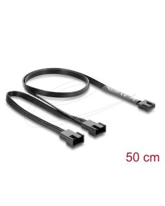 Delock Kabel ventilátoru z 1 čtyřpinové zásuvky PWM na 2 x 4 pinové zástrčky PWM, černý – délka 50 cm, s větví 20 cm