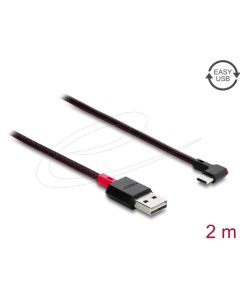 Delock Kabel EASY-USB 2.0 Typ-A samec na USB Type-C™ samec pravoúhlý levý / pravý 2 m černý