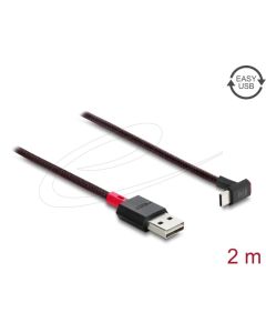 Delock Kabel EASY-USB 2.0 Typ-A samec na USB Type-C™ samec pravoúhlý nahoru / dolů 2 m černý