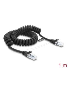 Delock Vinutý kabel rozhraní RJ50, ze zástrčky na zástrčku, 1 m, černý