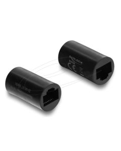 Delock Spojka adaptéru ze zásuvky RJ45 na zásuvku Cat.6, válcový tvar, černá
