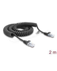 Delock Vinutý kabel rozhraní RJ50, ze zástrčky na zástrčku, 2 m, černý