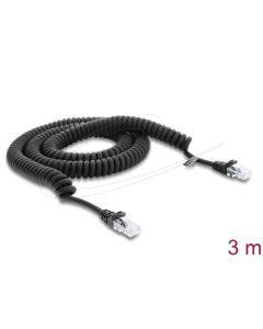 Delock Vinutý kabel rozhraní RJ50, ze zástrčky na zástrčku, 3 m, černý