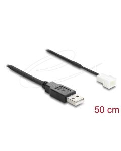 Delock Kabel ventilátoru USB 2.0 ze zástrčky Typ-A na třípinový zástrčkový konektor ventilátoru, 50 cm