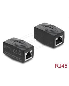 Delock Spojka adaptéru ze zásuvky RJ45 na zásuvku Cat.6 A, stíněná, černá