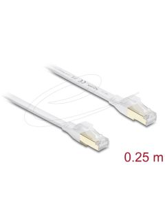 Delock Plochý spojovací kabel RJ45 Cat.8.1 U/FTP, až 40 Gbps, 0,25 m, bílý
