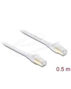 Delock Plochý spojovací kabel RJ45 Cat.8.1 U/FTP, až 40 Gbps, 0,5 m, bílý