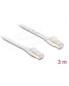 Delock Plochý spojovací kabel RJ45 Cat.8.1 U/FTP, až 40 Gbps, 3 m, bílý