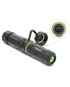 Delock Kabelový konektor ze zásuvky DC 5,5 x 2,1 mm na zásuvku DC 5,5 x 2,1 mm, se závitem M20 x 1,5 mm a ochrannou kryt
