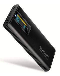 AXAGON EEM2-SD2B, USB-C 10Gbps externí box s displejem pro M.2 NVMe/SATA SSD, bezšroubkový, černý