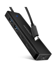 AXAGON HUE-C2C, 4× USB 5Gbps TRAVEL hub, 2× USB-A + 2× USB-C, USB-C napájení, kabel USB-C 19cm