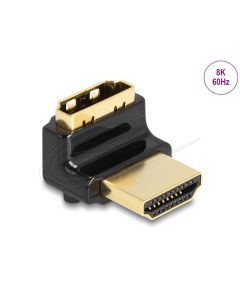 Delock Adaptér HDMI, ze zástrčky na zásuvku, 90° pravoúhlý nahoru 8K 60 Hz, kovový