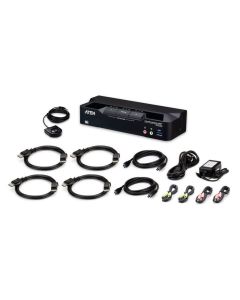 ATEN 2-port. přepínač USB 3.0 s podporou 8K a DisplayPort pro dva monitory s technologií KVMP™ (včetně kabelů)
