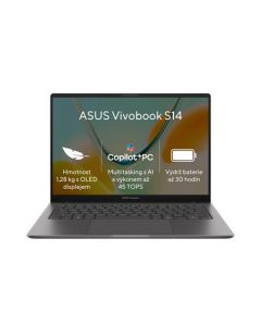 ASUS Vivobook S14 - Snapdragon X  X1 26 101/16GB/512GB SSD/14"/WUXGA/IPS/2y PUR/Win 11 Home/šedá