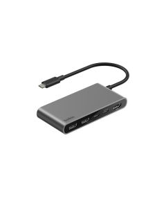 Belkin CONNECT 5v1 USB-C hub s dvojitým USB-C portem – stříbrný