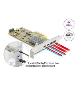 Delock Karta PCI Express x4 na 2 externí zásuvky USB Type-C™ 40 Gbps (DP Alt Mode) - Low Profile