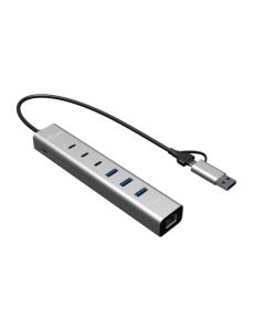 i-tec USB-C/USB-A Metal HUB 6 port (3x USB-C, 3x USB-A), LAN, Power Delivery 85W 