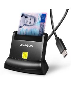 AXAGON CRE-SM4NC, USB-C čtečka kontaktních karet Smart Card (eObčanka), stojánková, kabel 1.2 m