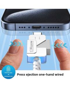 PremiumCord USB-C kabel s tlačítkem pro odpojení USB-C jednou rukou, rychlé nabíjení 6A, bavlněný oplet 2m