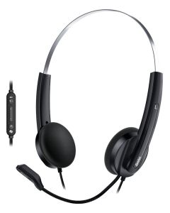 Genius HS-220U AI,Headset, náhlavní, drátový, s mikrofonem, ovl. hlasitosti, Copilot,USB, 2,4m kabel,černá