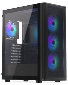 Endorfy Ventum 400 ARGB,Skříň, Middle tower, bez zdroje, 4× 120mm ARGB ventilátor, 2× USB 3.0, 1× USB-C, tvrzené sklo,mesh panel,