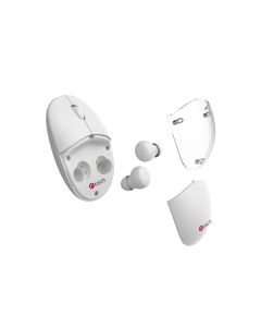 C-TECH Myš s TWS sluchátky WLM-21 Dual mode, bezdrátová, BT5.0 + 2,4GHz, 1600DPI, 3 tlačítka, USB nano receiver, bílá