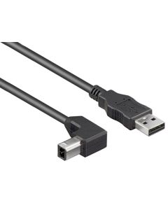 PremiumCord Kabel USB 2.0, A-B, 3m se zahnutým USB-B konektorem 90°