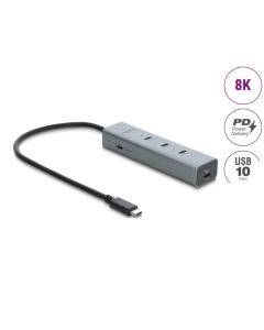 Delock 5 portový rozbočovač USB Type-C™, 10 Gbps, s video výstupem 8K a PD3.0 100 W