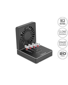 Delock Dokovací stanice USB 20 Gbps pro 4 x SSD M.2 NVMe PCIe s funkcí klonování a mazání