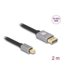 Delock Kabel mini DisplayPort na DisplayPort 8K 60 Hz 2 m šedá kovová bez západky