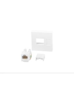 WALL SOCKET RJ45 45X45 + KEYSTONE CAT.6 UTP WHITE LANBERG