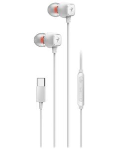 Genius HS-M368,Headset, drátový, do uší, mikrofon, ovládání hlasitosti, USB-C, bílá