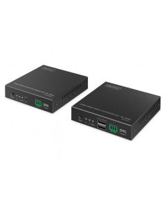 DIGITUS Sada optického HDMI KVM extenderu, 4K/60Hz, dosah 40 km / 300 m, podpora IP sítě 1G, černá