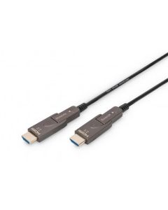 Digitus Kabel HDMI AOC (aktivní optický), typ A, odpojitelný M/M, 10,0 m, Ultra HD, 4K@60 Hz, pozlacený, černý