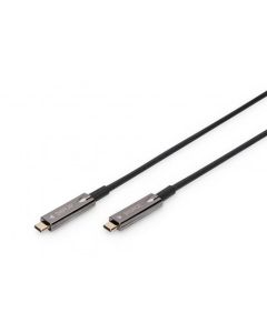 Digitus HDMI AOC Connection Cable Type USB-C - USB-C M/M, 15,0 m, UHD 4K, 4K@60 Hz, USB 3.1, černý