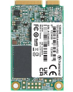 TRANSCEND MSA460TI-VS2 128GB Industrial SSD disk mSATA SSD, SATA3, 3D TLC BiCS5, DRAM-less, PE: 3K, wide temp.